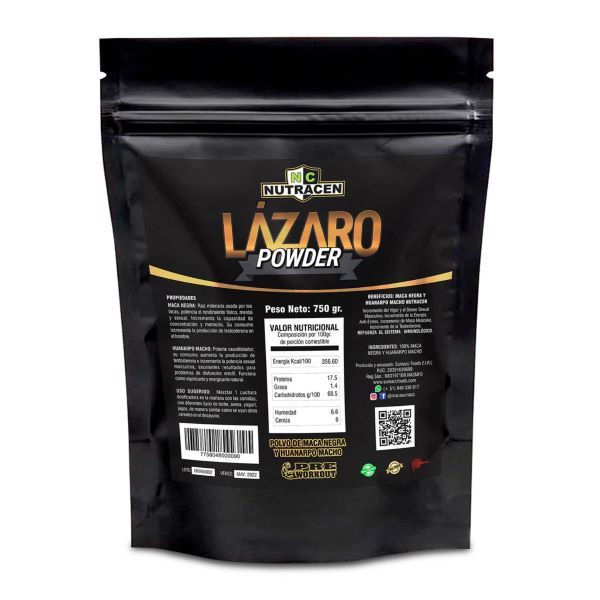 750GR,  LÁZARO POWDER, Peruvian Maca with Huanarpo Macho